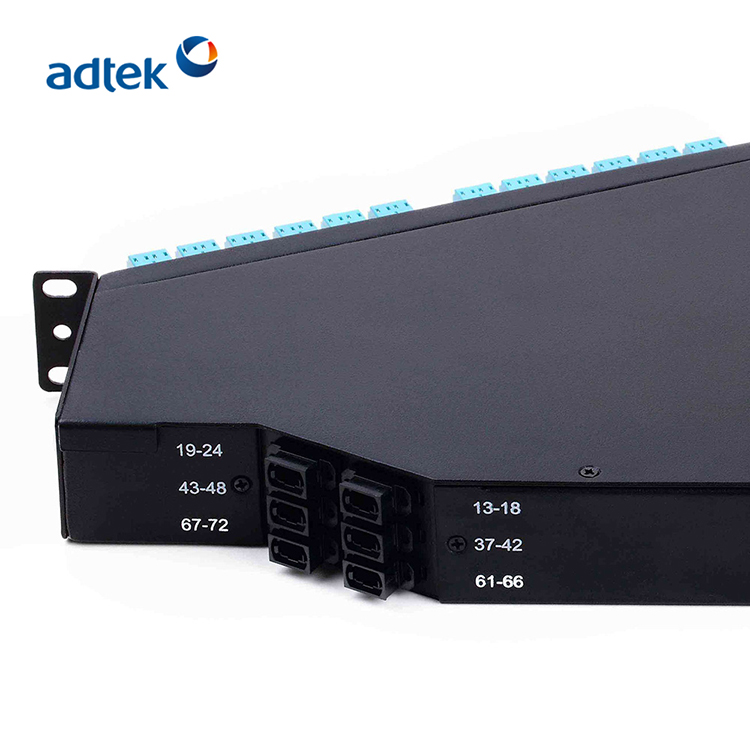 1U*19 Inch 48 Port LC Duplex Angle Bend Fixed Type Fiber Optic Patch Panel