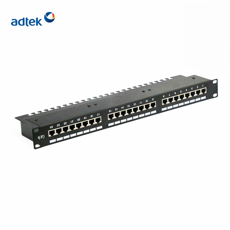 1U 24 Port CAT5E Shielded FTP Copper Patch Panel Dual Use Terminal With Ground Wire